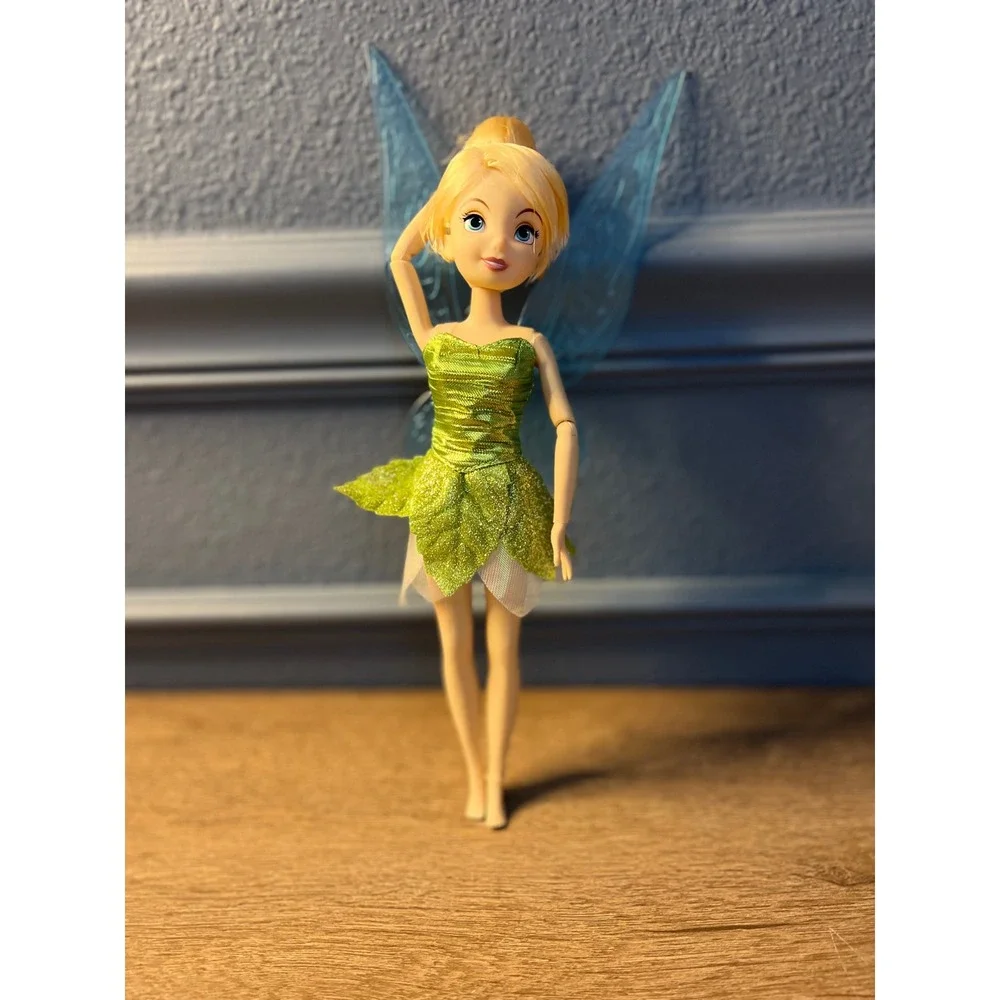 Disney Tinkerbell Doll Green‎ Sparkle Dress Blue Wings Fairies Collection